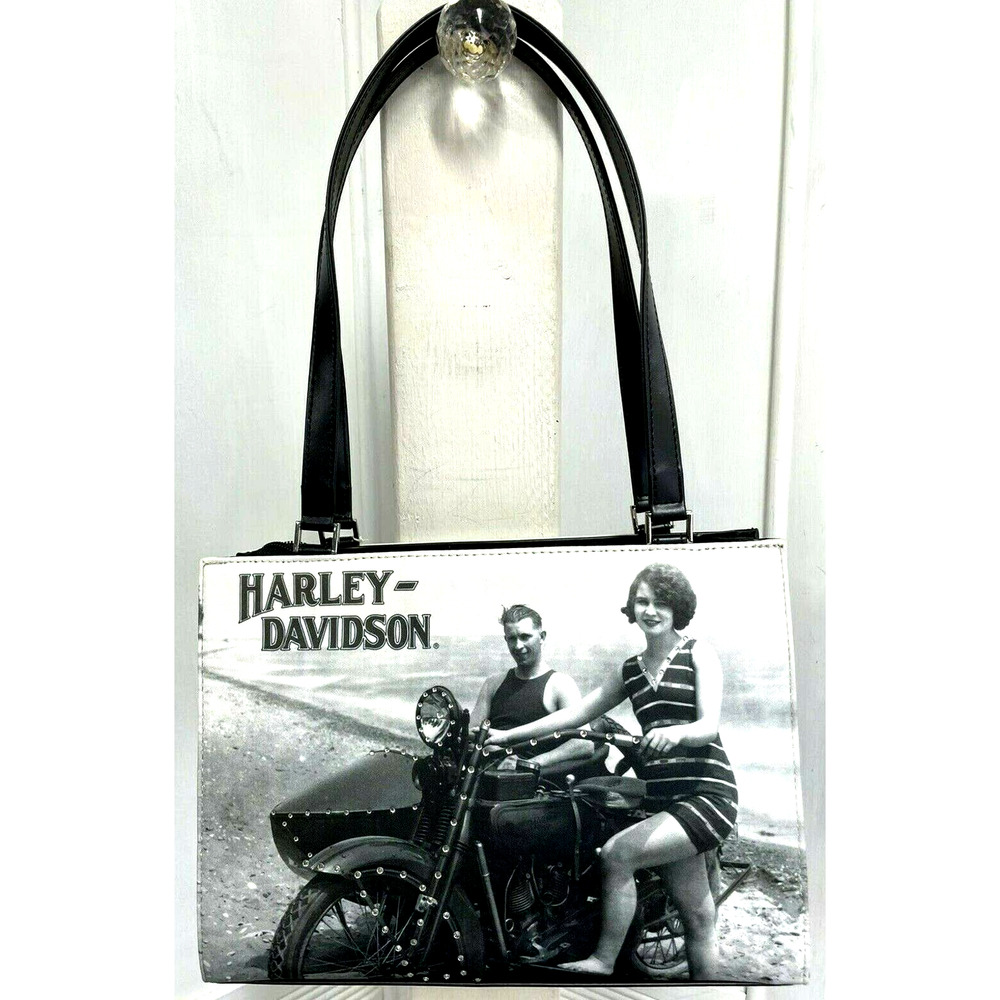 NWT HARLEY DAVIDSON Black White Photo Rhinestones